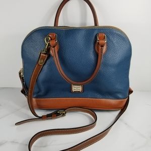 Dooney and Bourke Pebble Leather Bitsy Bag- Blue and Tan